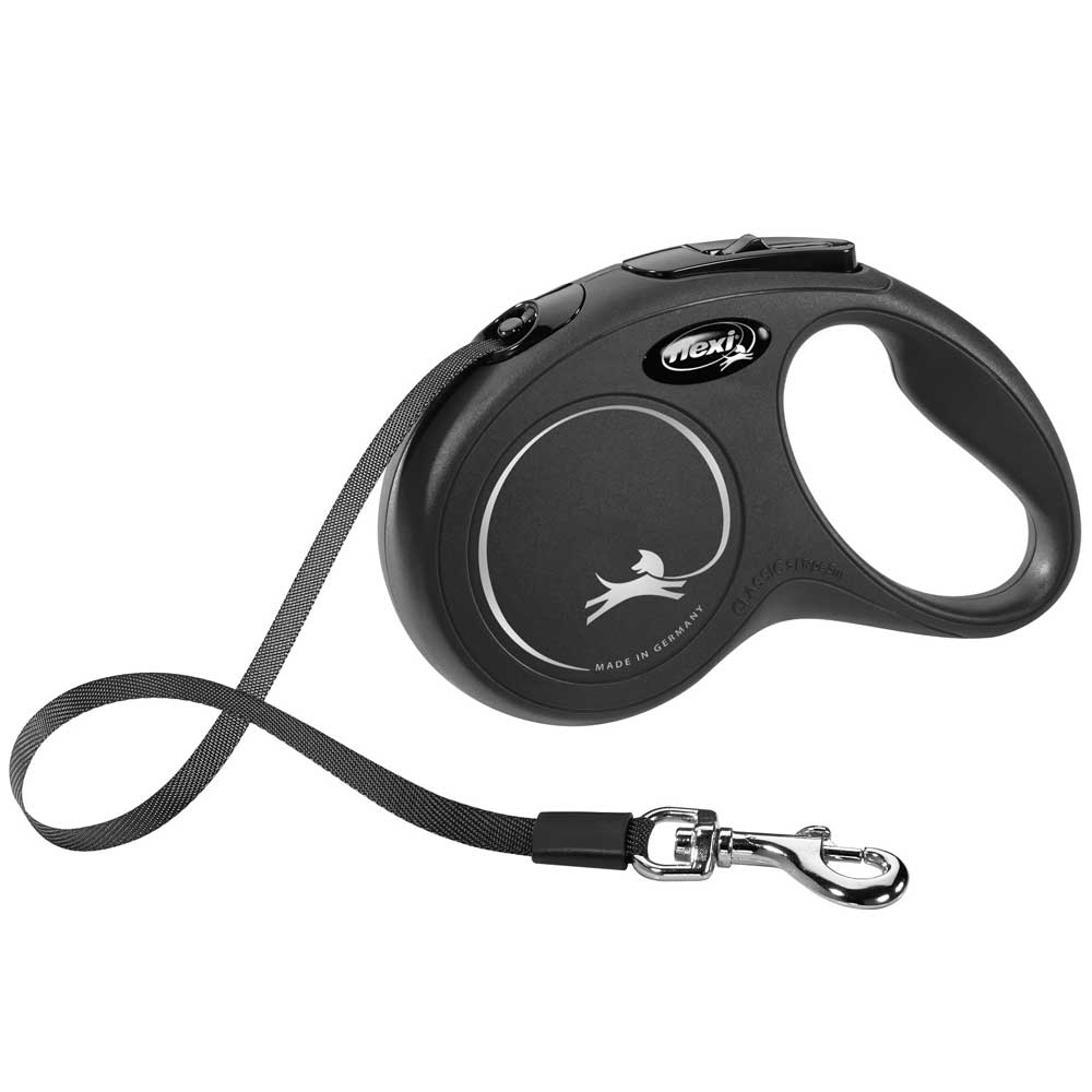 Bild 1 von FLEXI Rollleine New CLASSIC Gurt - 5m, bis 15kg  / (Variante) Schwarz